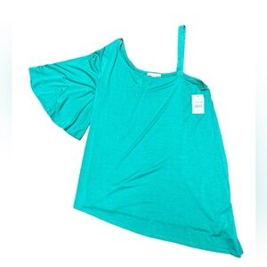 Ella Moss Small One Shoulder Sleeve Teal Top